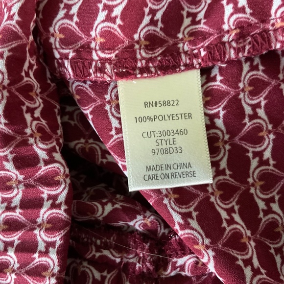 MAX STUDIO Red Hearts Peplum Pleated Bell Sleeve Chiffon Boho Blouse medium - Picture 4 of 6